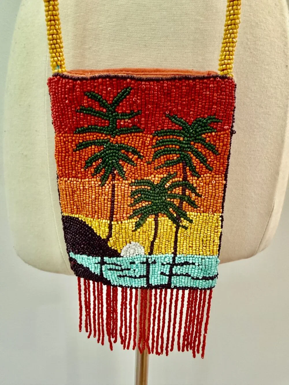 Urban Outfitters Beaded Sunset Palm Crossbody Bag New